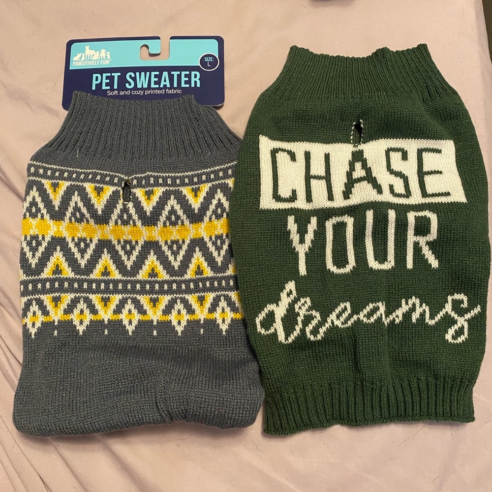 2 Dog Sweaters Size L
